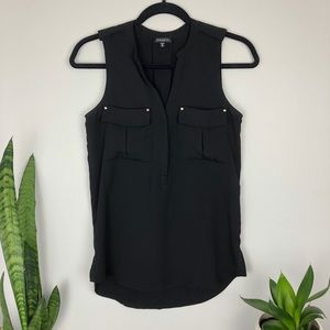 Dynamite Breast Pocket Black Tank Blouse
